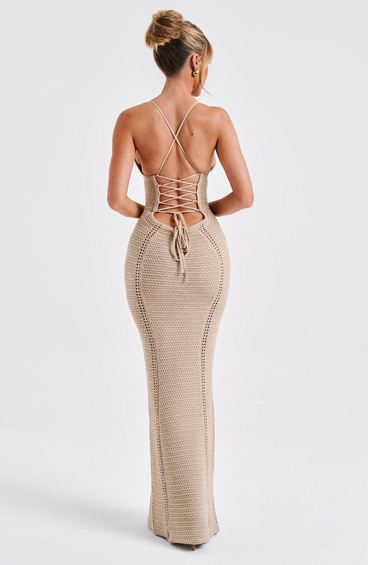 Sandra Lace Up Knit Maxi Dress