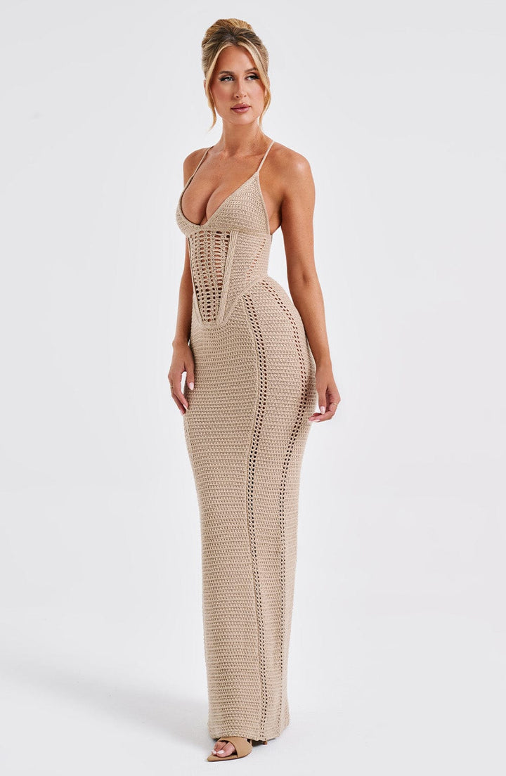 Sandra Lace Up Knit Maxi Dress