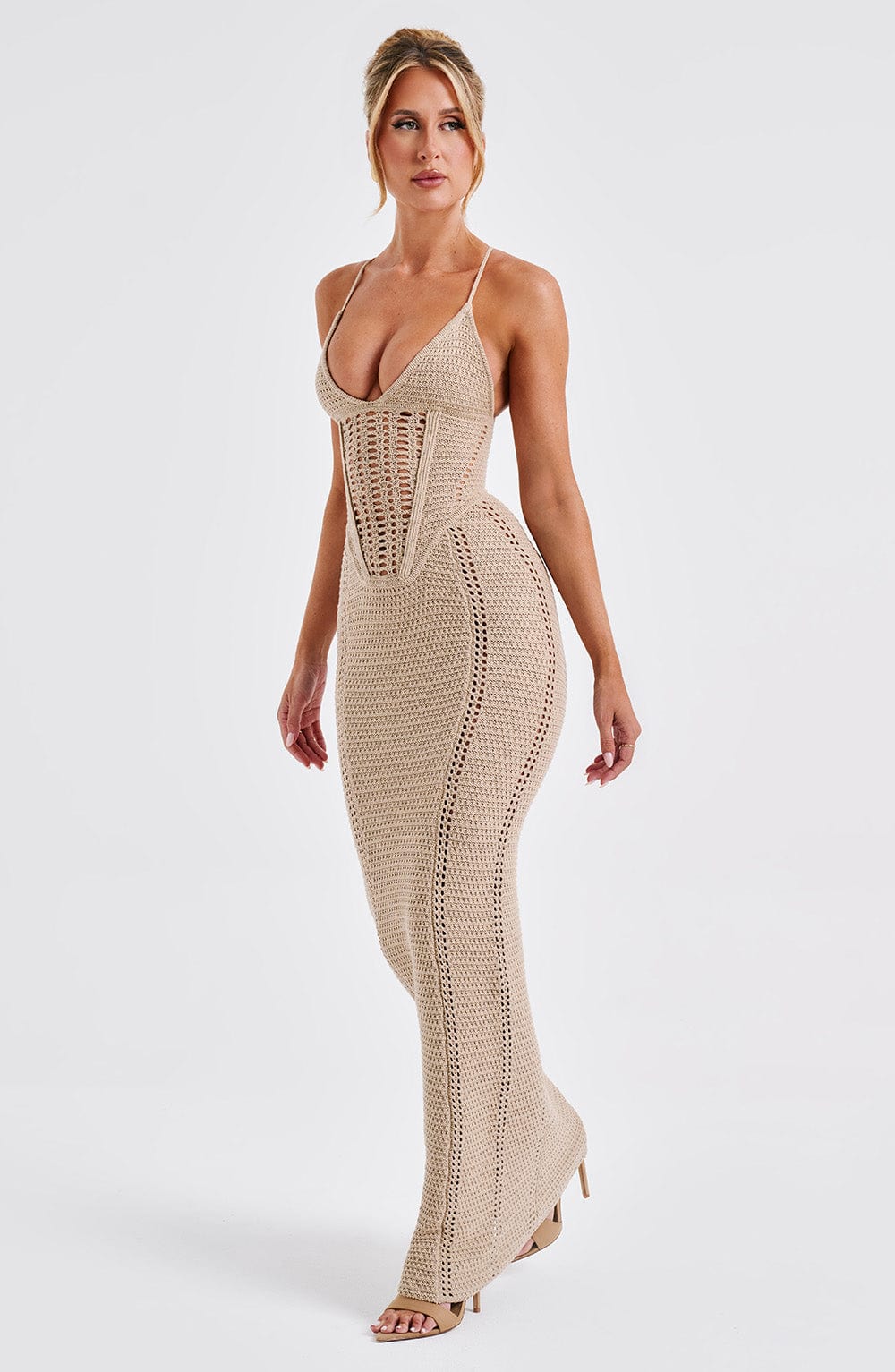 Sandra Lace Up Knit Maxi Dress