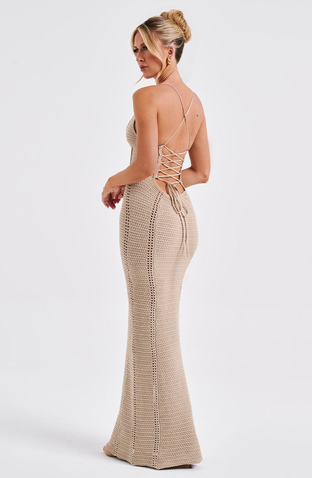Sandra Lace Up Knit Maxi Dress