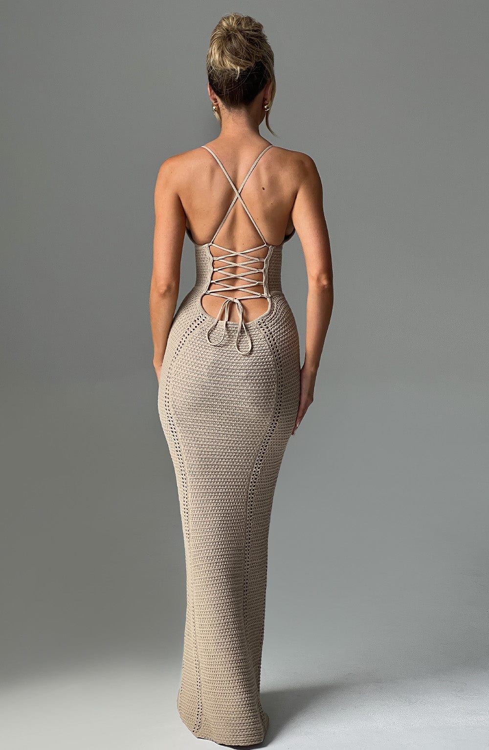Sandra Lace Up Knit Maxi Dress