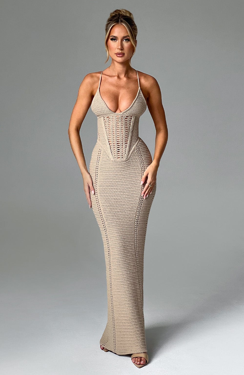 Sandra Lace Up Knit Maxi Dress