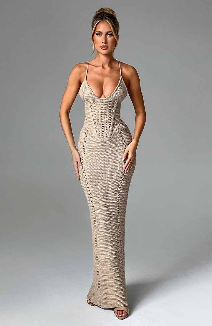 Sandra Lace Up Knit Maxi Dress